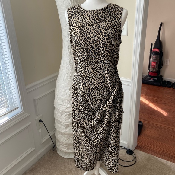 Sag Harbor Leopard Print Wrap Sleeveless Dress - Picture 2 of 14